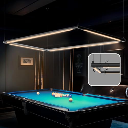 Solvita Pool Table Light –Premium LED Billiard Light, Flicker-Free, Adjustable Height & 360° Rotatable Design – Bright White 3000K (Rectangle 49.6 x 25 inch)