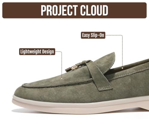 Image of Project Cloud 100% Genuine Leather Slip-on Casual Loafers for Women | Memory Foam Insole Lightweight Womens Loafers - Non-Slip Moccasins Comfortable Casual Footwear - Comfortable Loafers Women
