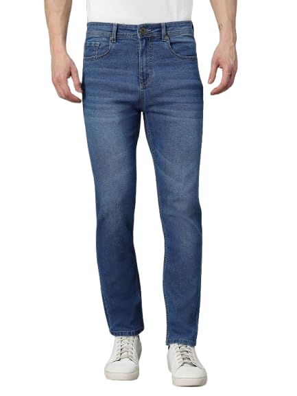 Image of Style Quotient Men Dark Blue Regular Fit Mid Rise Stretchable Jeans