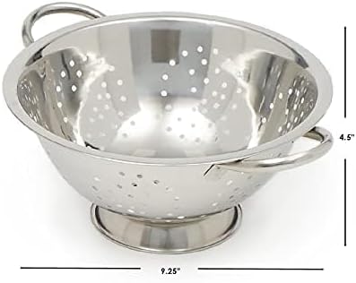 Miniatura 3 de Home Basics - Colador de metal con acabado de acero inoxidable de 5 cuartos de galón  Colador mediano  Con asas de fácil agarre  Coladores y
