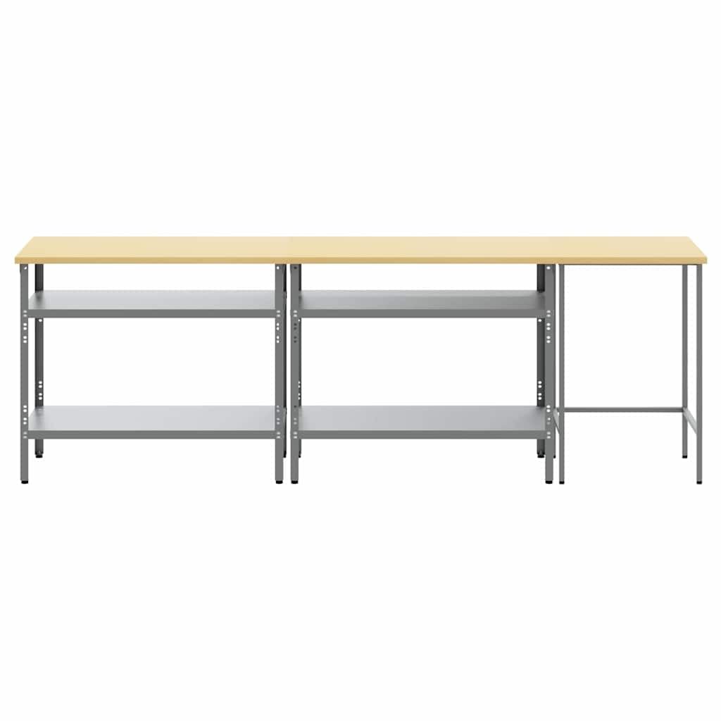 Juego de banco de trabajo (3 piezas, color beige y gris, acero recubierto de polvo, banco de trabajo para taller, descuento, casa