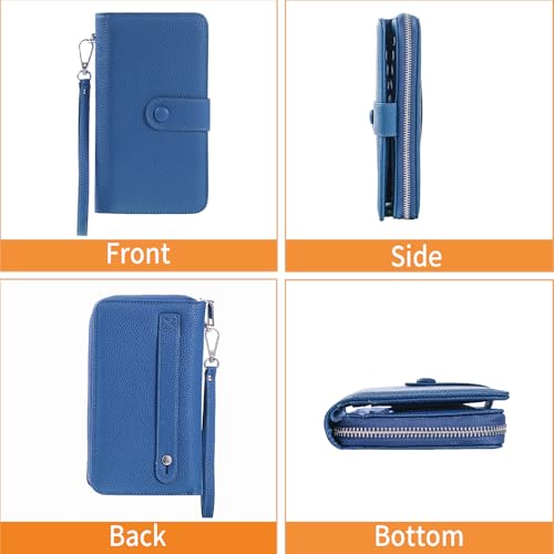 Image of Wristlet Wallets for Women RFID Blocking, Large Capacity Long Wallet Women Leather Credit Card Holder
