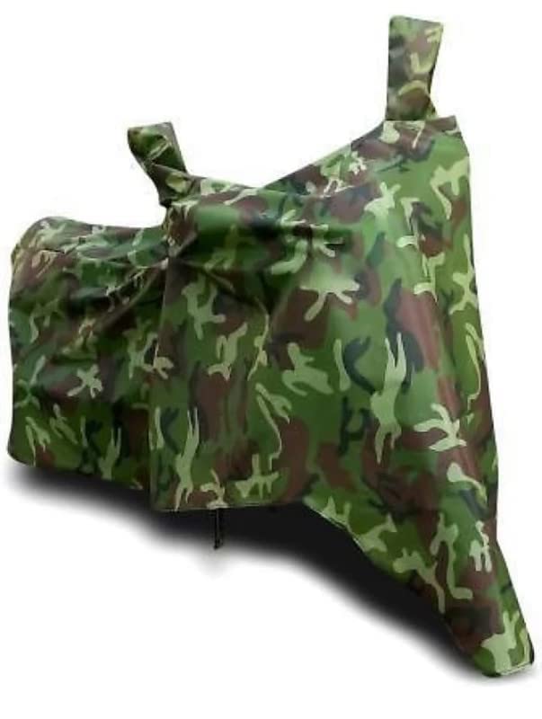 Waterproof Bike Cover Compatible with Royal Enfield Bullet 350 | Heavy-Duty, All-Weather Protection | Universal Fit for All Motorcycles & Scooters (Green Jungle)-image-16