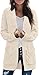 Cardigan Sweaters for Women Cable Knit Oversized Open Front Chunky Cardigans Sweaters Long Sleeve Coat with Pocket (Beige,Medium)