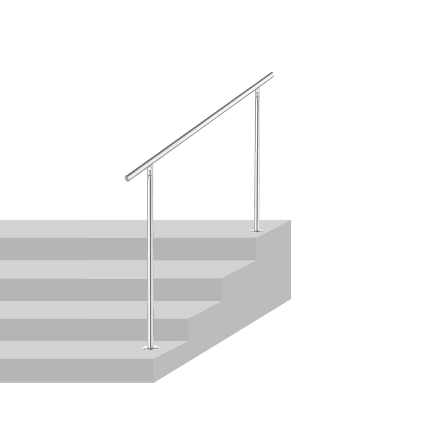 Gimisgu Corrimano in acciaio inox, ringhiera per scale, 160 cm, senza barre trasversali, Ø 42 mm, per scale, balconi, parapetti, interni ed esterni