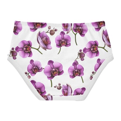 Joisal Toddler Girls Underwear 2t Cotton Panties Little Girl Personalized Kids Briefs Undies Purple Orchid Flowers White2