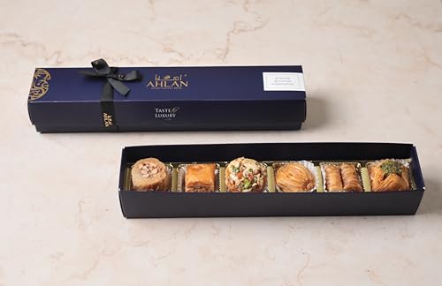 Image of AHLAN Mediterranean Baklava Assorted Box | Hamper of Turkish Baklava Sweets | Gift for Gourmet Enthusiasts (Box of 6)