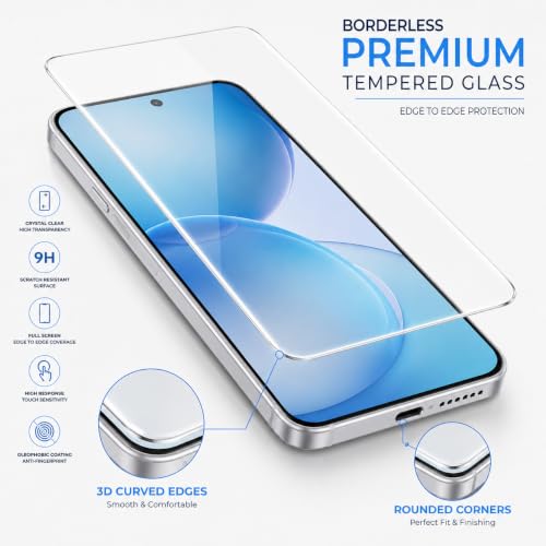 Image of ArmourPro 3D Borderless Tempered Glass for Oppo Reno 16c, Set of 2 HD Clear Screen Protectors with 3D Curved Edges, 9H Hardness, Oleophobic Coating, Case Friendly