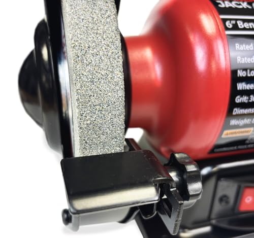 LUMBER JACK 6" Bench Grinder 150mm Coarse Stone and Whitestone Grinding 250W Motor with Tool Rests & Eye Shields - Image 2