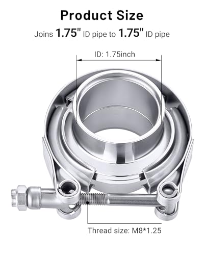 Image of EVIL ENERGY V Band Clamp with Flange Male Female Stainless Steel (2, 1.75 inch)