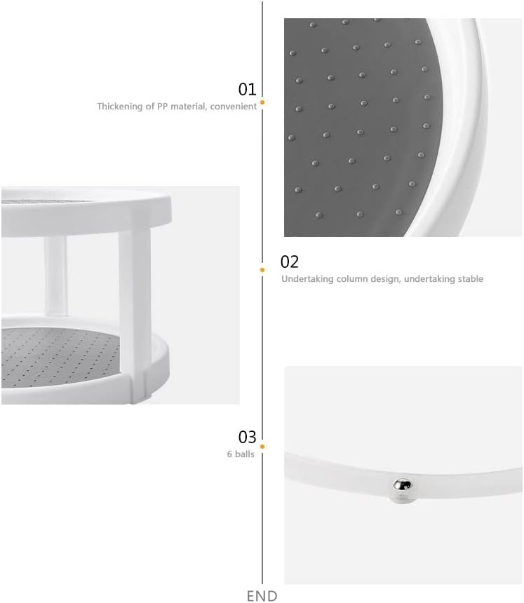 Miniatura 7 de Estante de especias de cocina de 2 niveles giratorio de 360 grados, organizador de artículos de tocador, estante organizador de artículos de