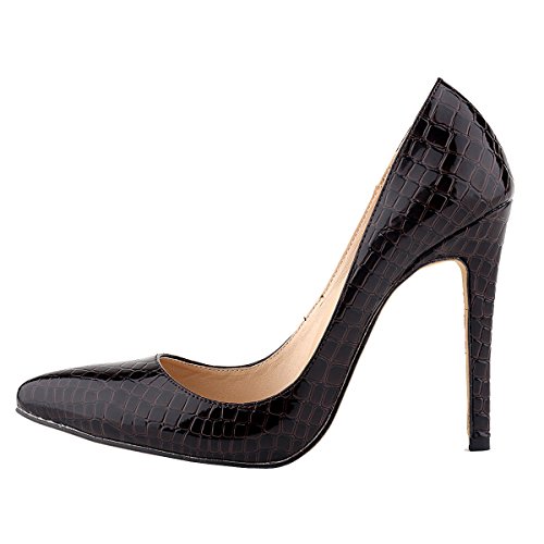 LOSLANDIFEN Womens Shoes Closed Toe High Heels Womens Pointed Slender Stiletto Pumps (36 M EU/6 B(M) US, Coffee)