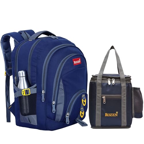 Image of ROZEN LARGE 50 LITERS COMBO SCHOOL & Lunch bag for Class 5-12 Large Multipurpose Backpack for Students, Water Resistant, Unisex Design, Stylish & Durable
