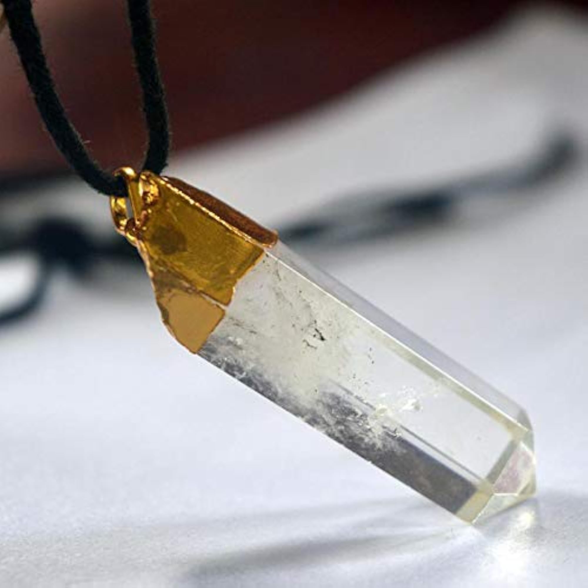 Crystal Quartz Gold Capped Pendant, Natural Gemstone