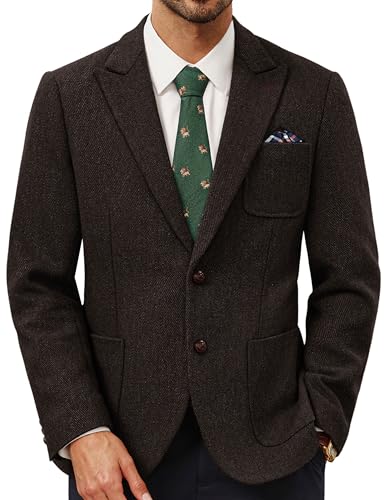 PJ PAUL JONES Herren Harris Tweed Sakko Regular Fit Langarm Vintage Freizeit Business Blazer...