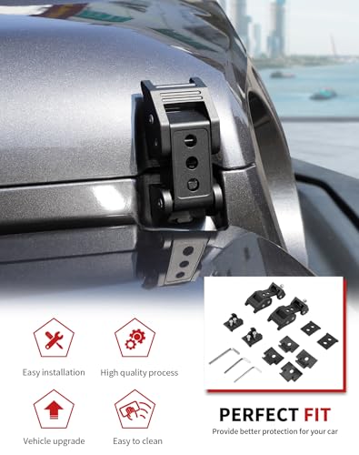 JWWY for Jeep Wrangler Hood Latches Clamp Aluminum Stainless Steel Hood Catch Fastene with Lock Kit Compatible with Jeep Wrangler JK/JKU 2007-2017, JL/JLU 2018-2026+ & Gladiator JT 2020-2026+Black by JWWY - Used condition - Image 10
