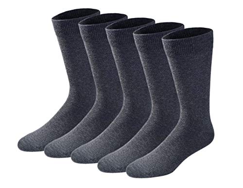 Dockers Men's Classics Dress Flat Knit Crew Socks MultiPairs, Charcoal (5 Pairs), Shoe Size: 6-12