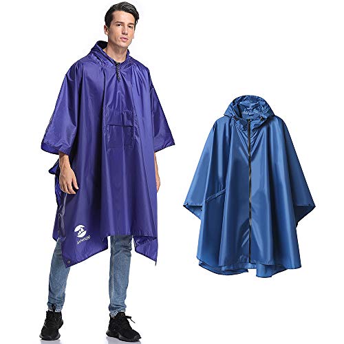 1 Large Hiking Rain Poncho with 1 Plus Size Travel Rain Poncho (Bundle)