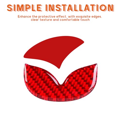 Image of Bilisin Compatible with Rear Tailgate Insert Emblem Logo Carbon Fiber Emblem Badge Decal Cover Trim with Strong Adhesive for Mazda CX-3 2018-2024 Red