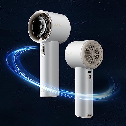Image of JISULIFE Handheld Fan Pro1 with Digital Display, Lanyard, 100 Speed Adjustable for Travel /Camping /Outdoor, Gift for Women /Men (White, 3600mAh)