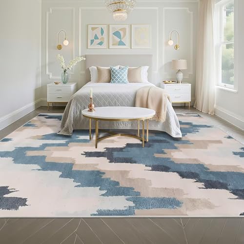 Tapis chambre bébé 150x200cm bleu et design abstrait moderne - 5