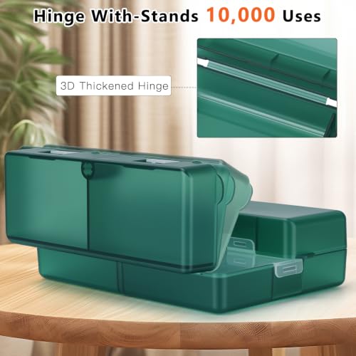 Image of FYY Travel Pill Organizer, 7 Compartments Large Pill Box Case-Deep Green