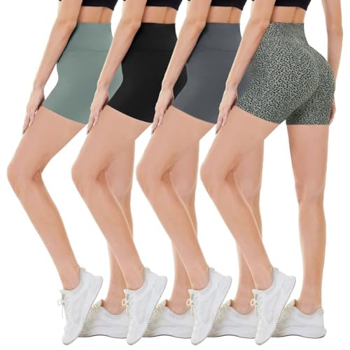 Image of CAMPSNAIL 4 Pack Biker Shorts for Women High Waist - 5 inch /8 inch Tummy Control Soft Athletic Yoga Workout Running Gym Shorts
