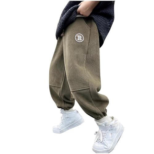 Boys Sweatpants Casual Drawstring Elastic Waist Corduroy Pants with Pockets Stretch Fashion Lounge Fall Trouser 2-15Y