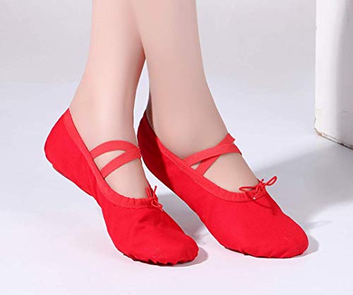 missfiona Women Canvas Ballet Slippers Dance Shoes Adult Practice Yoga Flat Belly Shoes4