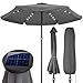 Produktbild Kingsleeve® Sonnenschirm LED Beleuchtung UV Schutz 80+ Solar Schutzhülle 330cm Groß Kurbel Volant Balkon Terrasse Gartenschirm Marktschirm Anthrazit