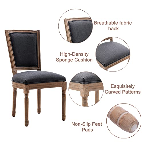 Nrizc-Farmhouse-Dining-Chairs-Set-of-4-French-Dining-Chairs-with-Square-Back-Brown-Wood-Legs-French-Bistro-Chairs-for-Dining-RoomLiving-RoomKitchenRestaurant-Dark-Grey Nrizc Farmhouse Dining Chairs Set of 4 French Dining Chairs with Square Back Brown Wood Legs French Bistro Chairs for Dining RoomLiving RoomKitchenRestaurant Dark Grey