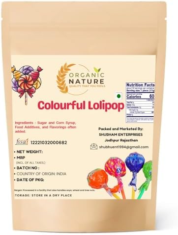 Organic Nature Mix Lolipop Big Size Fruits Flavour | Flavour Candies | loli pop Candy (Pack of 200 Gram)…