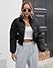 Gihuo Womens Cropped Quilted Puffer Jacket Lightweight Padded Coat Warm Puffy Coat Zip UP Bubble Coats with Pockets(Black-M)