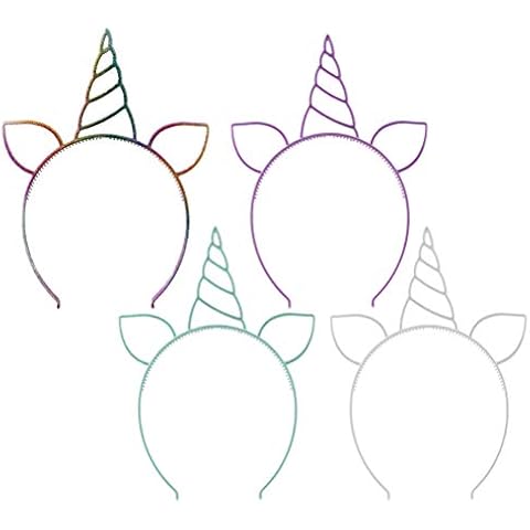 Minkissy 7Pcs Unicorn Headband Colorful Plastic Glitter Unicorn Headbands for Chrismas Halloween Party Cover