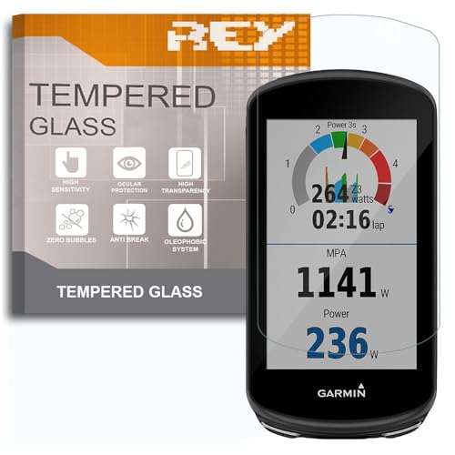 REY Pack 2X Bildschirmschutz aus gehärtetem Glas für GARMIN EDGE 1030-1030 PLUS - EDGE 1040, Schutzfolie, Displayschutzfolie 9H+ Härte, Anti-Kratzen-Öl-Bläschen