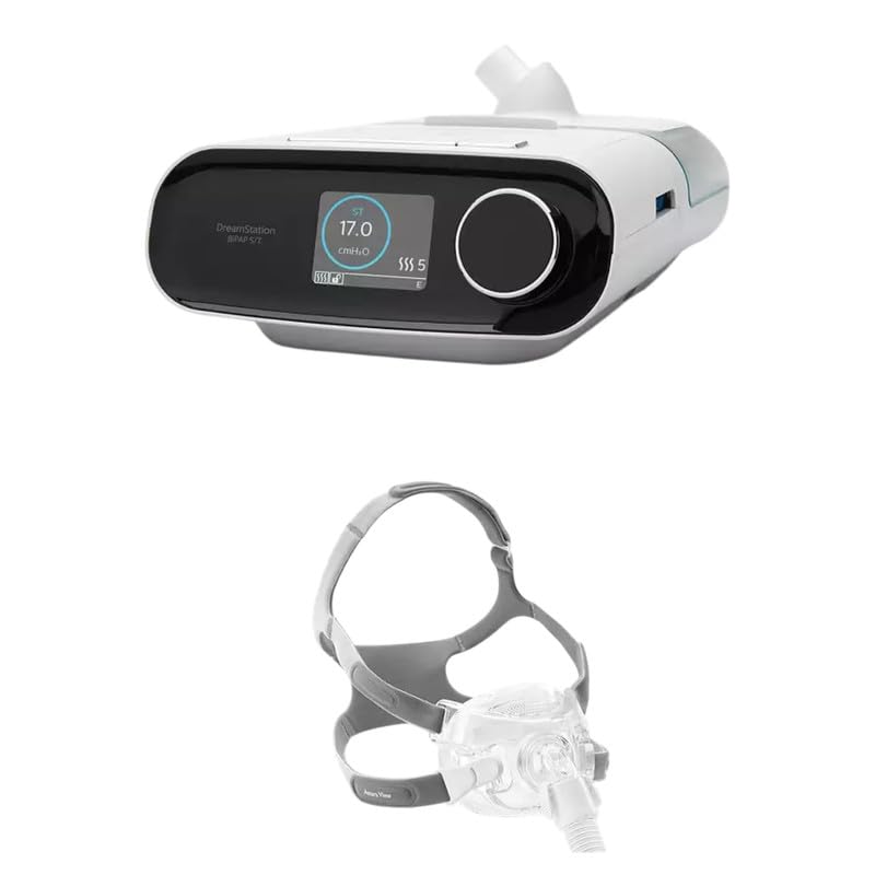 Image of DreamStation BiPAP Pro | Sleep Apnea & Snoring Device + Amara View Full-Face Mask, Medium Size, with Reduced Size Frame and Headgear | Online Demonstration & Installation
