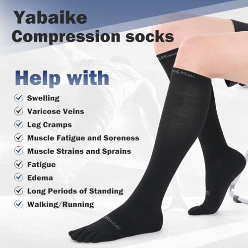 Compression Toe Socks Knee High Coolmax Hiking Socks Graduated Support for Running,Travel,Flight3