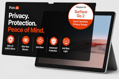 Image of Pxin Aura | Compatible with Microsoft Surface Go 2 | Touch Sensitive Privacy Screen | Anti Blue | Anti Glare | UltraThin for Hyper Touch | Anti UV | Privacy Filter