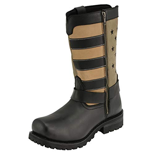 Image of Milwaukee Leather Men's Distressed Gray Leather 11-inch Classic Harness Square Toe Motorcycle Boots MBM9006 | Premium Material, Square Toe, Rider Ready, Durable Everyday Wear