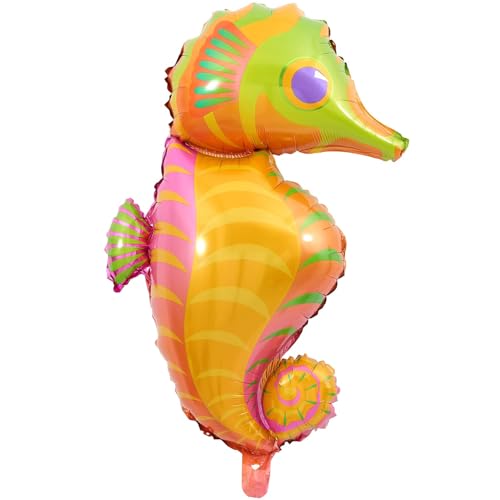 Image of Rozi Decoration Seahorse Shape Foil Balloon for Birthday Parties Decoration, Ocean Theme Balloon for Kids Celebration, Pool Party, Beach Theme Event and Underwater Decor Pack of 1