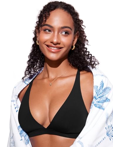 CRZ YOGA Womens V Neck Bikini Tops Criss Cross Back Sexy Swim Bathing Suit Bra Padded4