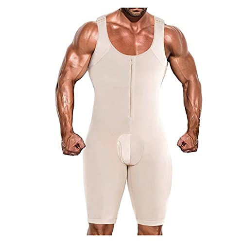 XMXM Men Bodysuit Fajas Colombianas para Hombre Weight Loss Tummy Control Full Body Shaper Plus Size Waist Trainer (Color : Beige, Size : 5XL)