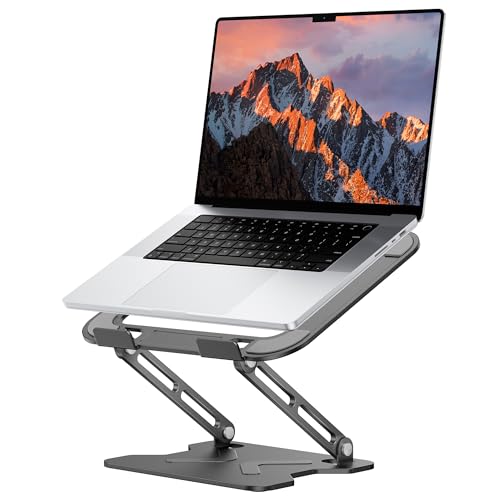 JCZT Adjustable Laptop Stand for Desk, Metal Foldable Laptop Riser, Portable Laptop Holder Mount,...