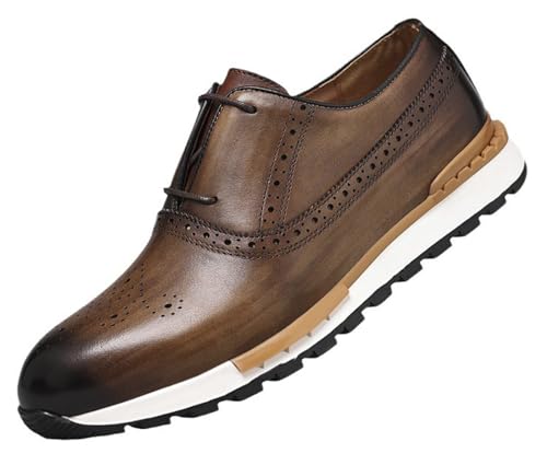 Santimon Mens Sneakers Fashion Casual Shoes Comfort Walking Shoes Modern Genunie Leather Flat Oxfords Business Casual Derby for Men4