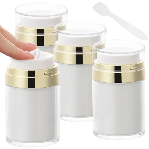 Image of Segbeauty 3.38oz Airless Pump Jar, 4pcs 100ml Empty Makeup Containers Vacuum Bottle Dispenser, Refillable Travel Jars for Creams Moisturizer Container Travel Size for Lotion Moisturizer