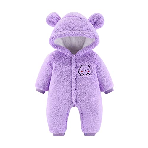 Newborn Baby Flannel Bear Bodysuit Baby Fleece Snowsuit Jumpsuit Warm Dance Hooded Outfits Double Line Design