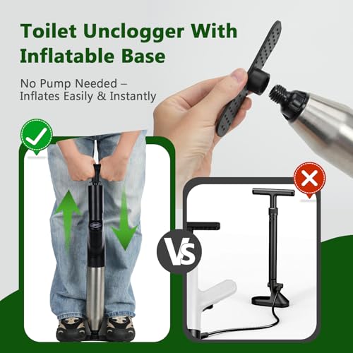 Image of Toilet Plunger, High Pressure Clog Remover, Air Drain Unclogger Blaster with Visual Barometer and Waterproof Storage Bag, Heavy Duty Plungers for Toilets Bathroom, Floor, Kitchen, Plumbing Clogs-Black