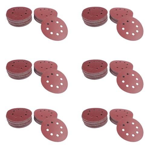 YGBWAOV 360 Piezas de Discos de lijado de 5 pulgadas Papel de lija Surtido 60 80 120 180 240 320 Granos Para lijadoras de orugas Power Random