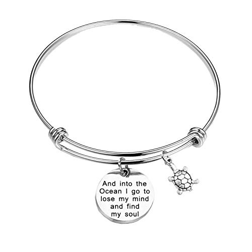 Image of Sea Turtle And Into The Ocean I Go to Lose My Mind and Find My Soul Bracelet Gift for Ocean Lovers