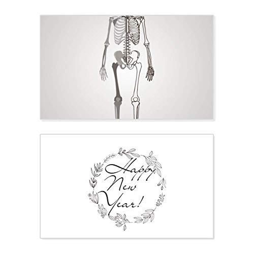 Tarjeta conmemorativa de Año Nuevo con boceto artístico de esqueleto humano 1